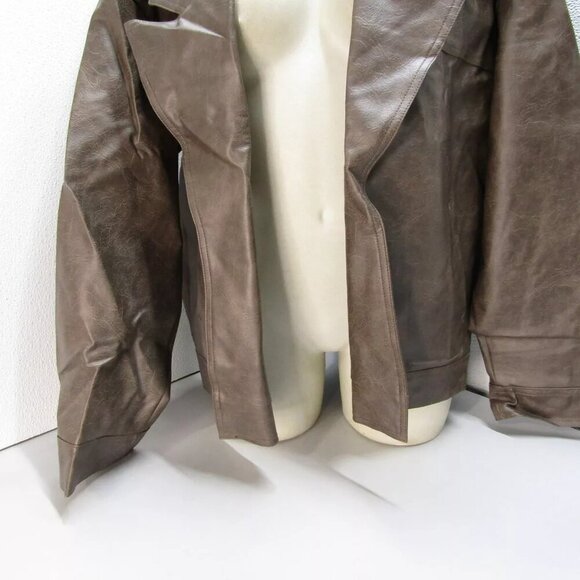 NEW SNDYS Womens Royce Oversized Faux Leather Jacket Size XL Mocha Brown - Picture 4 of 14